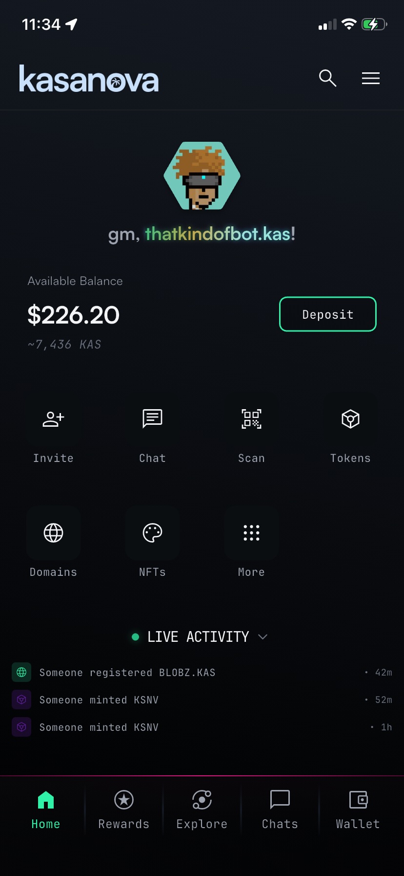 Kasanova home screen